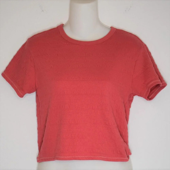 American Eagle Smocked Crop Tee Sz XS Top Shrunken Fit Boho Minimalist Barbie - Picture 2 of 16